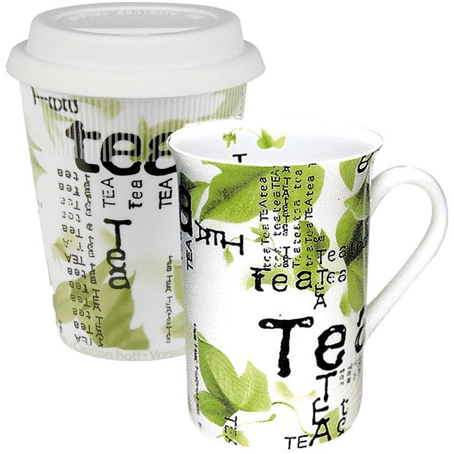 Konitz Tea To Stay And Tea To Go Tea Collage Mugs (set Of 2)