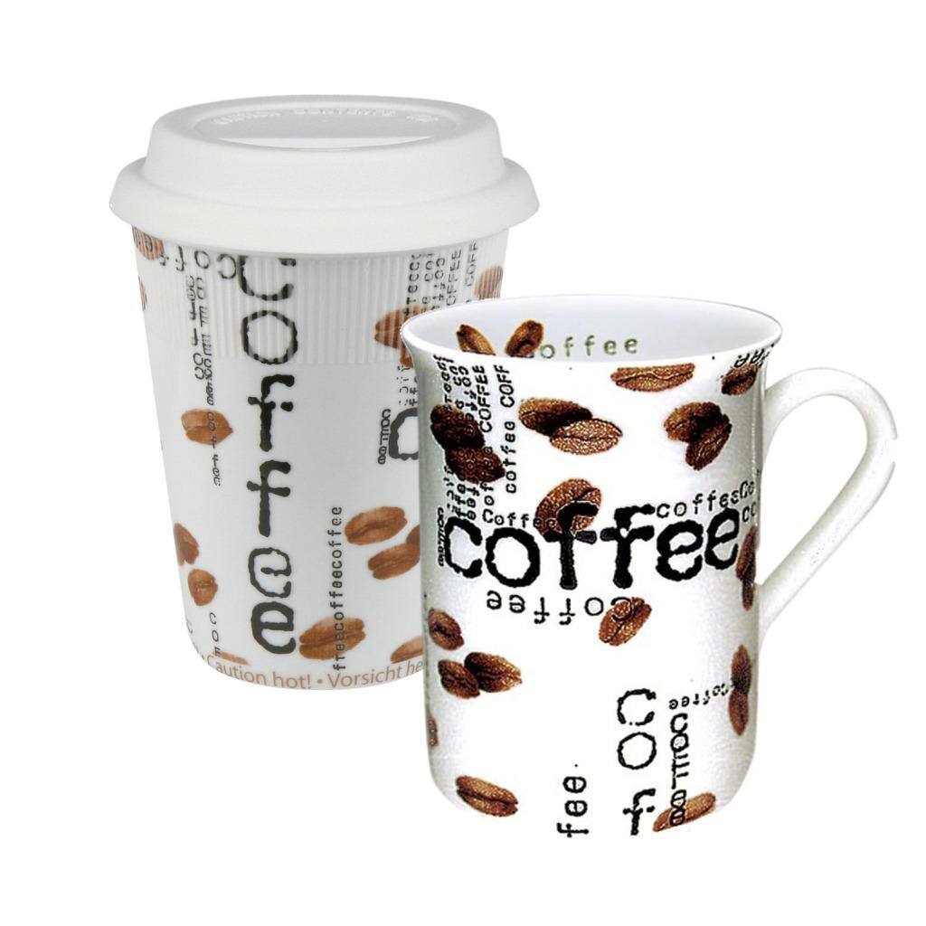 Konitz Coffee to Stay and Coffee to Go Coffee Collage Mugs (Set of 2)