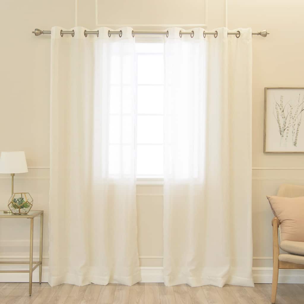 Aurora Home Faux Linen Grommet 84-inch Curtains - 50 x 84