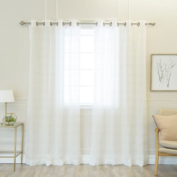 Aurora Home Faux Linen Grommet 84-inch Curtain Panel Pair - 50 x 84 - 50 x  84 - Bed Bath & Beyond - 5918077