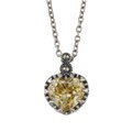 MARC Sterling Silver Canary Cubic Zirconia and Marcasite Heart Necklace