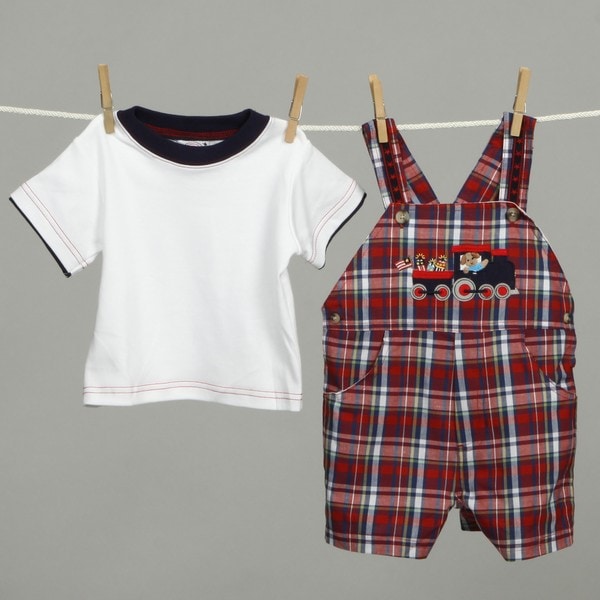 Good Lad Infant Boy's Plaid Shortall Set Good Lad Boys' Sets