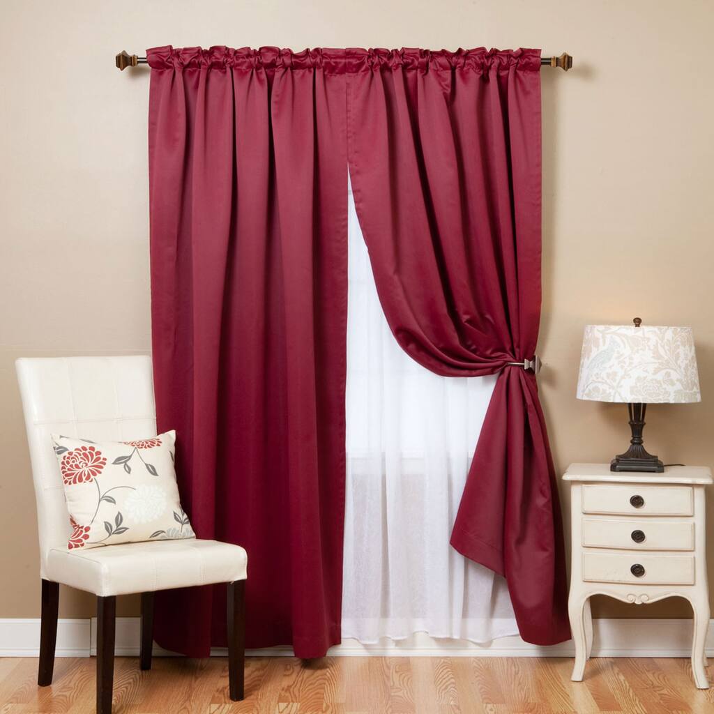 Aurora Home Mix and Match Blackout with Crushed Voile Sheer 4-piece Panel Curtain Set - 52 x 83