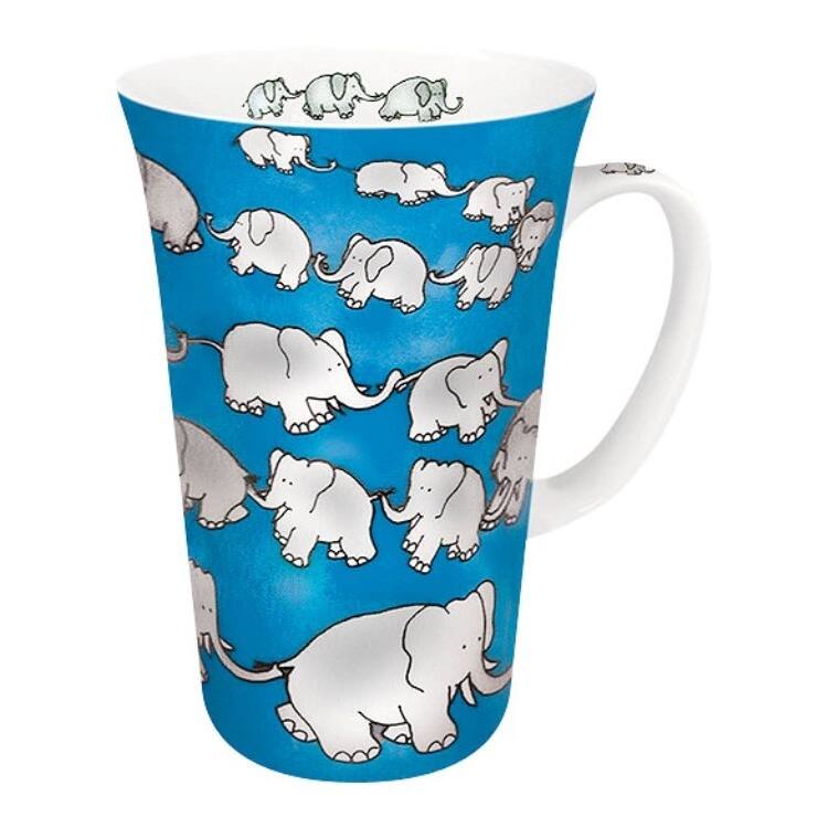 Konitz Chain Of Elephants Blue Mega Mugs (Set of 4)
