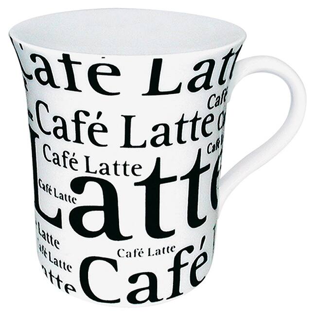 Konitz Mugs 'Cafe Latte Writing' On White (Set of 4)