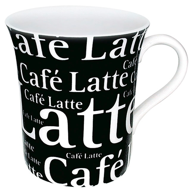 Konitz Mugs 'Cafe Latte Writing' On Black (Set of 4)