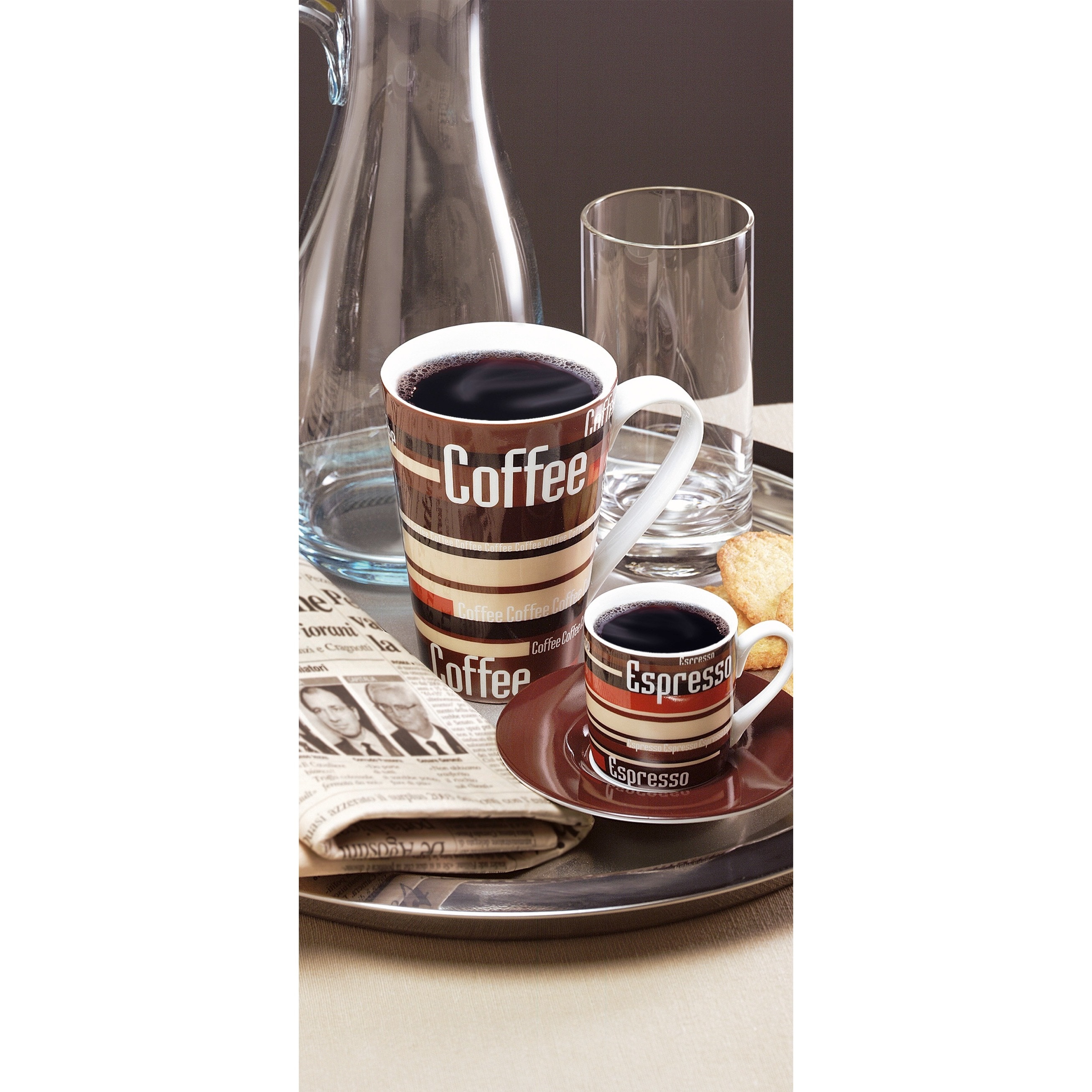 Konitz Espressos Coffee Stripes Cups and Saucers (Set of 4) - Bed