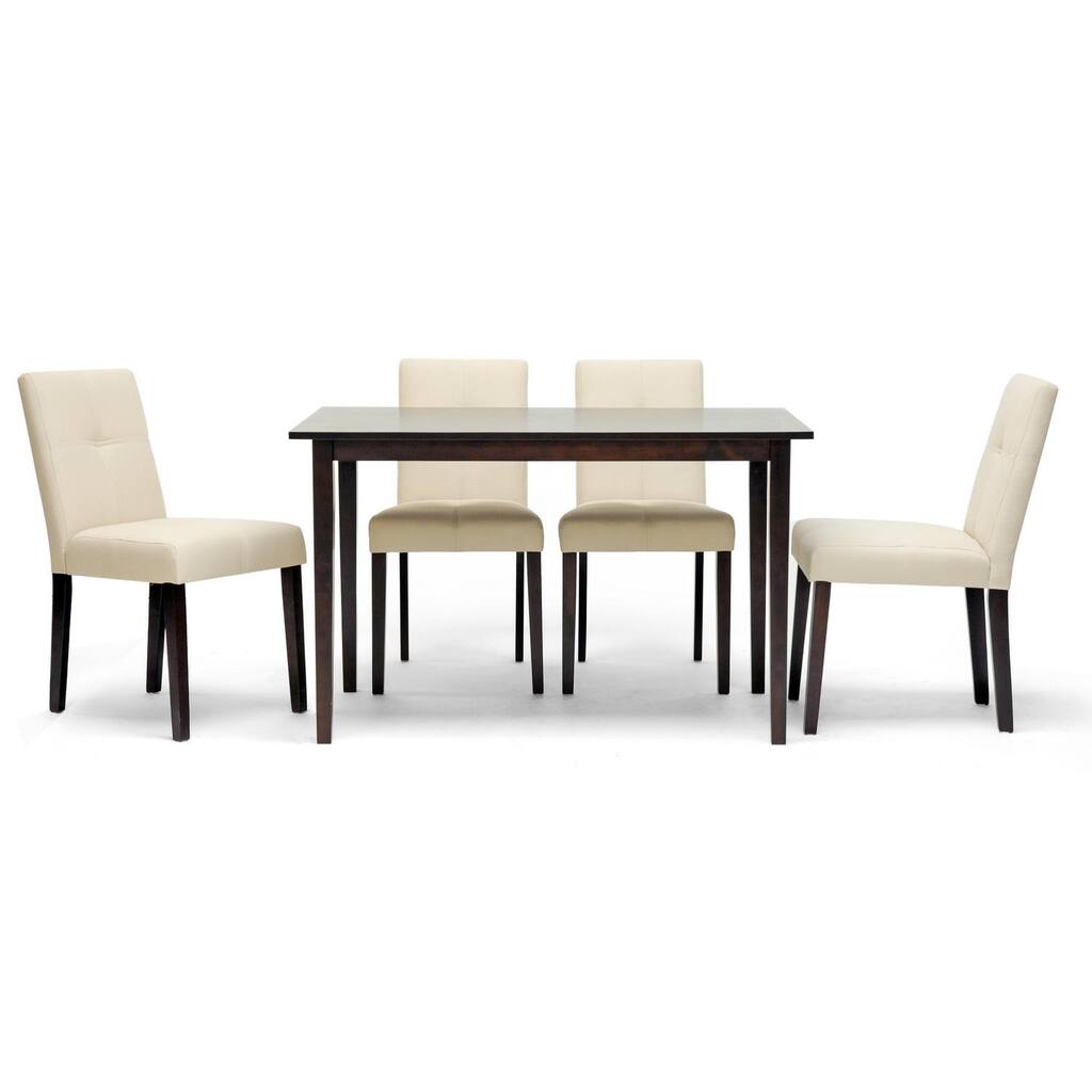 Baxton Studio Elsa Brown Wood 5-Piece Modern Dining Set