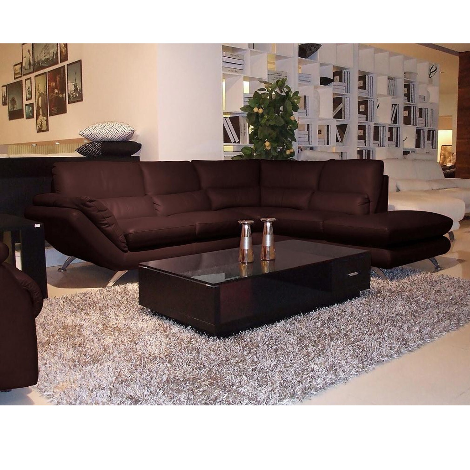 Shop Black Friday Deals On Ashton Coffee Brown Bonded Leather Sectional Sofa Overstock 5919528