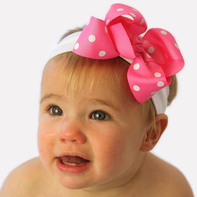 Shop Baby Pink and White Polka Dot Detachable Big Bow Headband Free