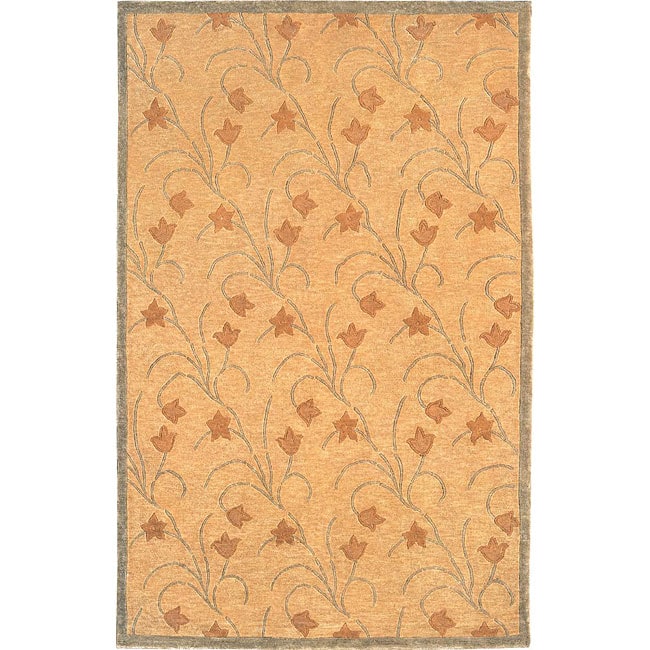 Hand knotted Oceans Of Time Gold Wool Rug (6 X 9) (GoldSecondary Colors Sand brownPattern GeometricTip We recommend the use of a non skid pad to keep the rug in place on smooth surfaces.All rug sizes are approximate. Due to the difference of monitor co