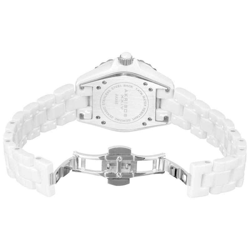 Akribos XXIV Quartz Date Women's Ceramic Casual White Bracelet Watch