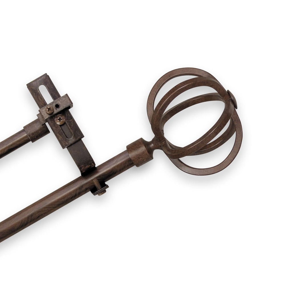 Pinnacle Adjustable Double Curtain Rod Set with Crown Finial