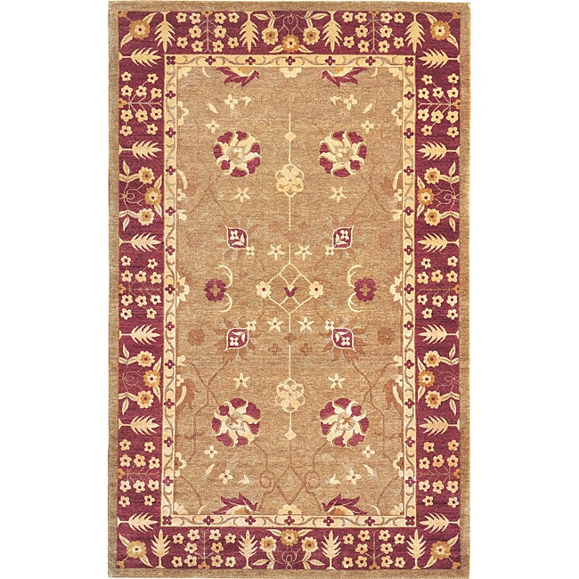 Hand knotted Harvest Moon Gold Wool Traditional Rug (6 X 9)