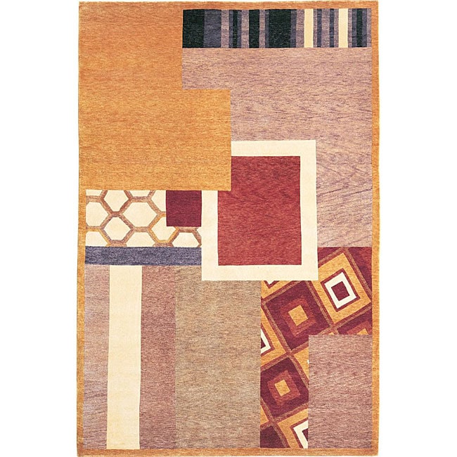 Hand knotted Destiny Geometric print Gold Wool Rug (6 X 9)