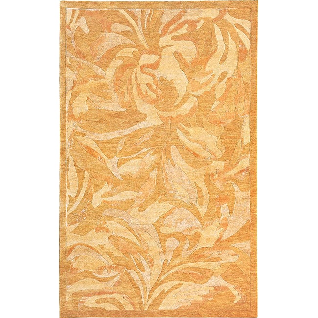 Contemporary Hand knotted Charmant Gold Wool Rug (6 X 9)