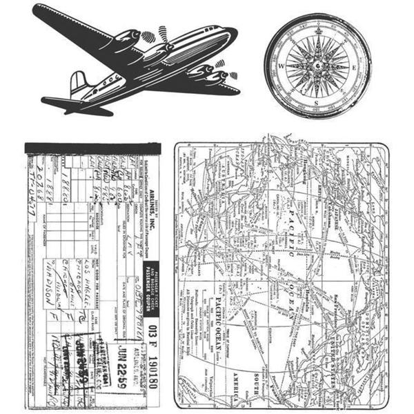 Tim Holtz Cling Air Travel Rubber Stamp Set