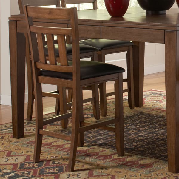 Shop Tribecca Home Kai Oak Brown Casual 24 Inch Counter Height Stool Set Of 2 Overstock 5943024