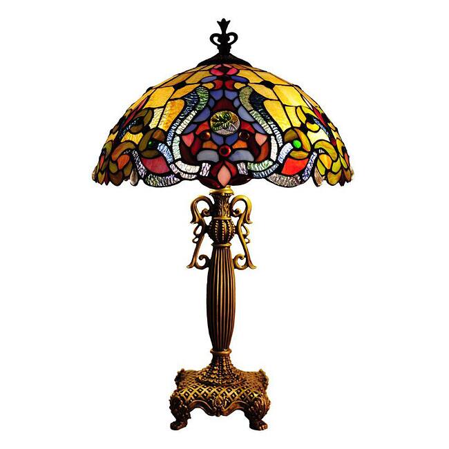 Chloe Tiffany Style Victorian Design 2-light Antique Gold Table Lamp