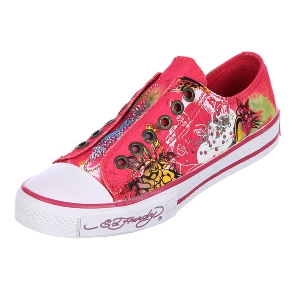 Ed Hardy Women's 'Jupitar' Fuchsia Rhinestone Lowrise Sneakers Ed Hardy Sneakers