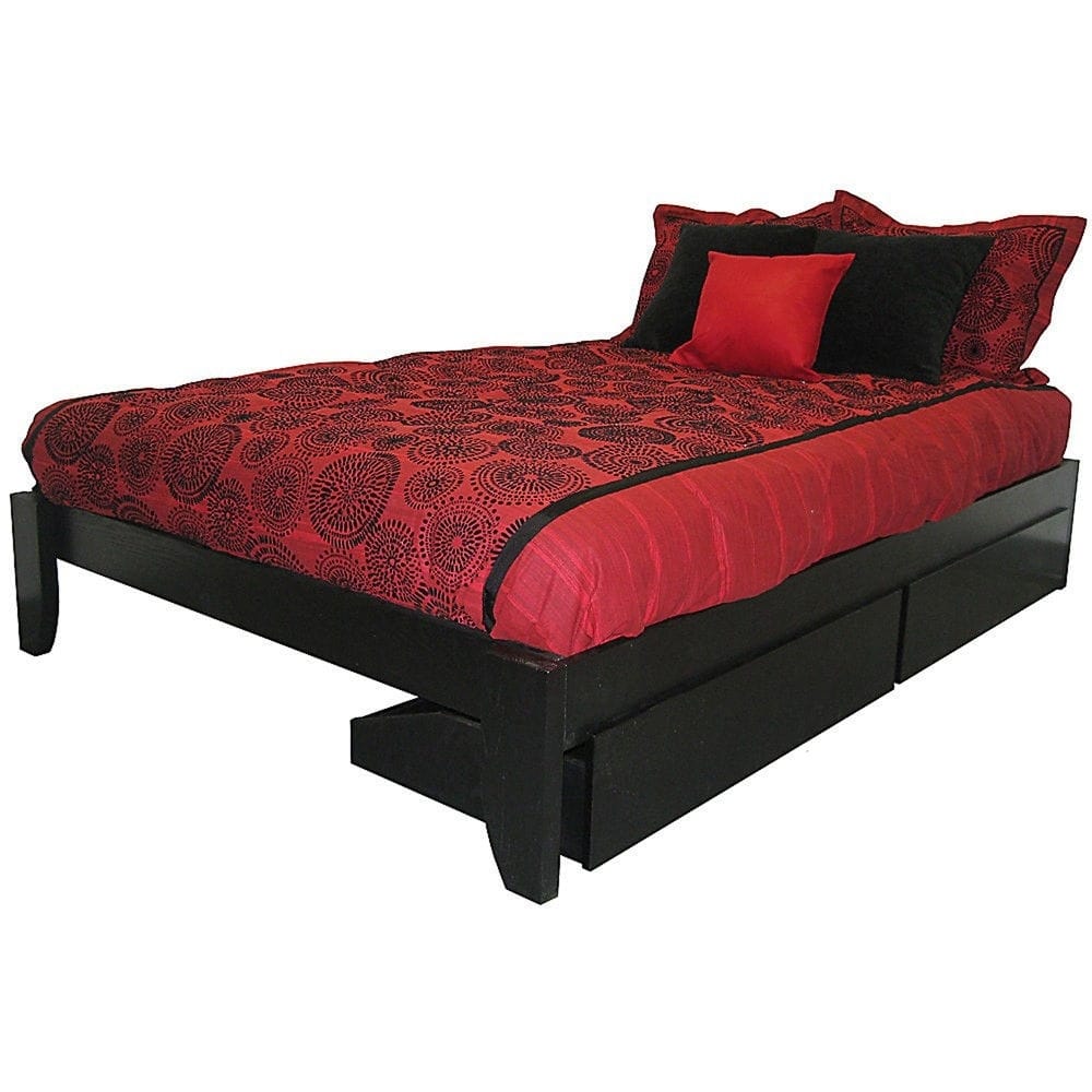 Scandinavia Queen-size Solid Wood Tapered Leg with Storage Drawers Platform Bed