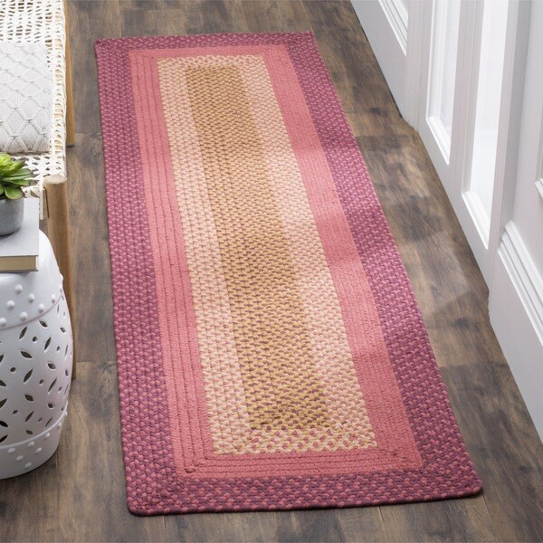 Shop Safavieh Handwoven Reversible Pink Braided Runner 2'3" x 8
