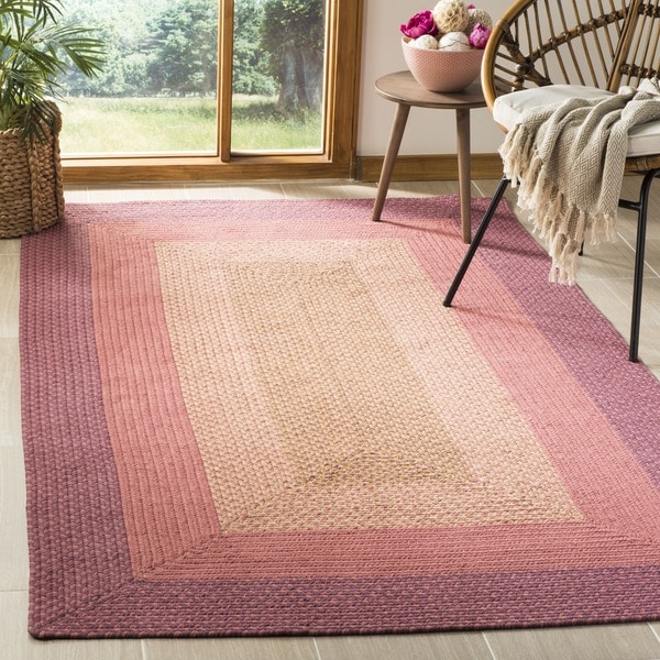 Shop Safavieh Handwoven Reversible Pink Braided Rug 6' x 6' Square