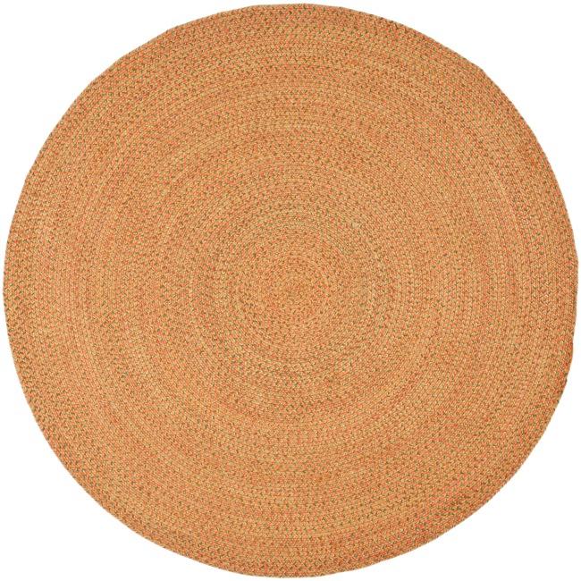 Hand woven Reversible Peach/ Green Braided Rug (6 Round)