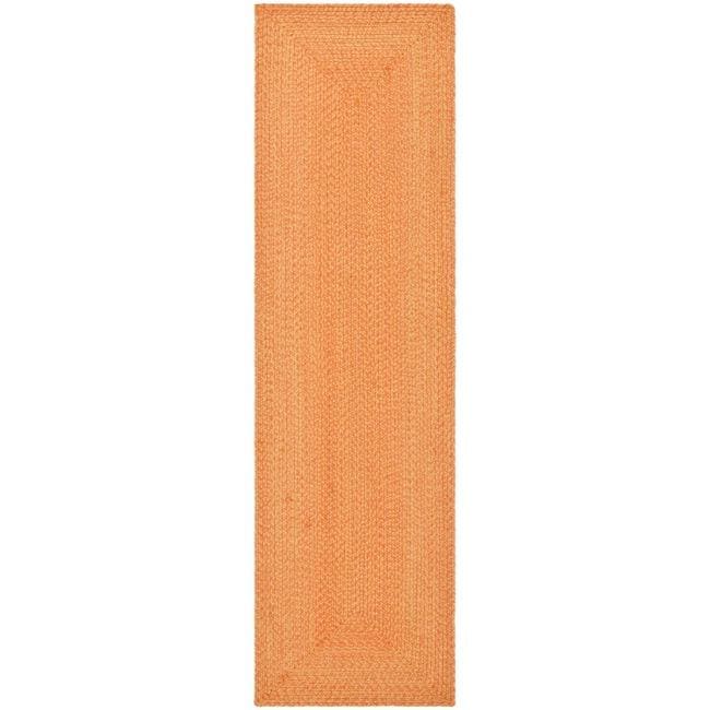 Hand woven Reversible Peach/ Yellow Braided Runner (23 X 8)