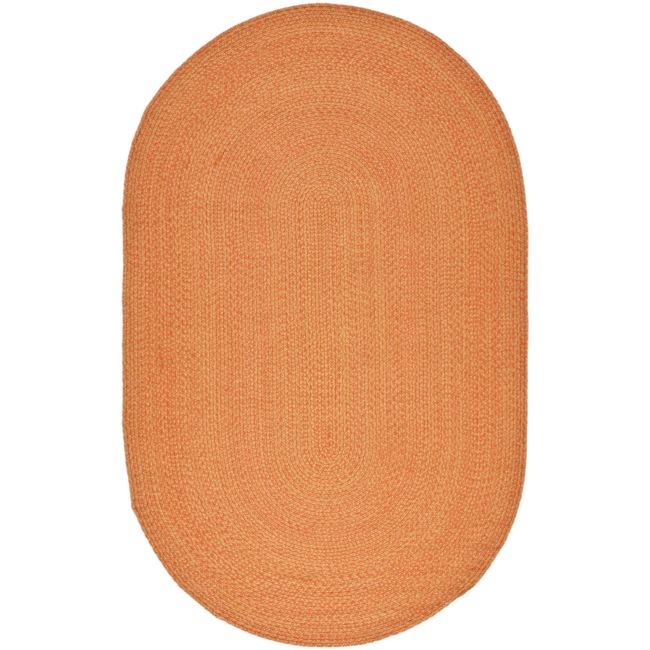 Hand woven Reversible Peach/ Yellow Braided Rug (5 X 8 Oval)