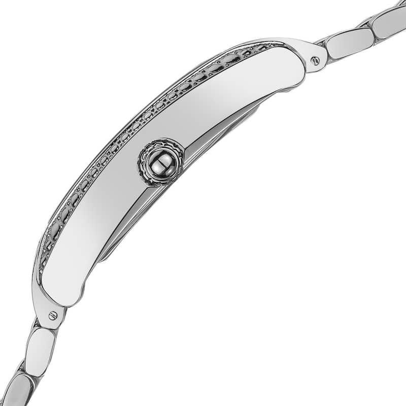 Akribos XXIV Women's Diamond Swiss Quartz Tonneau Silver-Tone Bracelet Watch