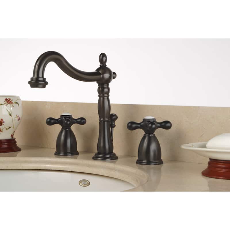 Kingston Brass Cross Handle Oil Rubbed Bronze Widespread Bathroom Faucet - Solid Cross