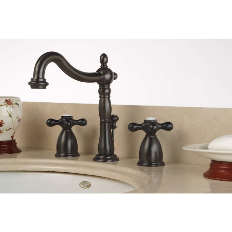 Kingston Brass Cross Handle Oil Rubbed Bronze Widespread Bathroom Faucet