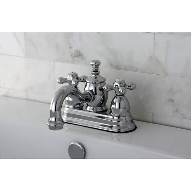 Kingston Brass Heritage 4-inch Centerset Chrome Bathroom Faucet - Chrome - Solid Cross