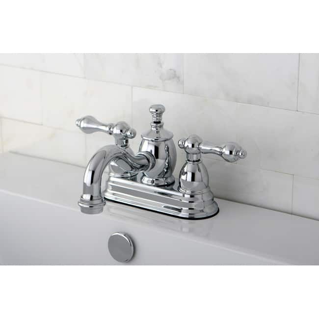 Kingston Brass Heritage 4-inch Centerset Chrome Bathroom Faucet - Chrome - Solid Lever