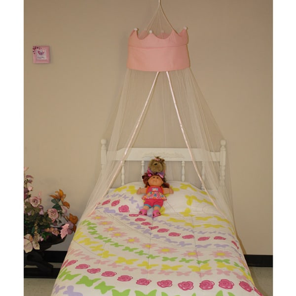 Shop Pink Princess Crown White Polyester Round Bedding ...