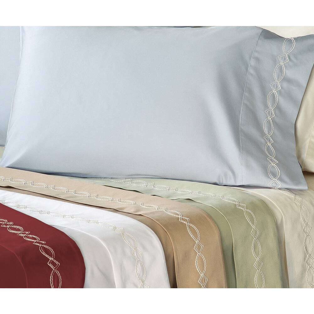 Grand Luxe Egyptian Cotton Sateen 500 Thread Count Chain Deep Pocket Sheet Set and Pillowcase