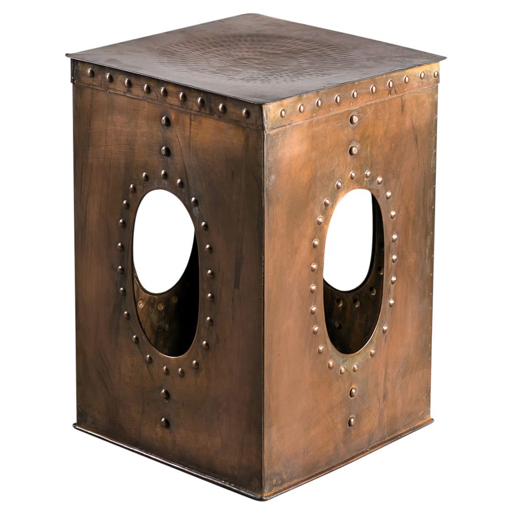 Handmade Square Rivet Copper End Table (India)