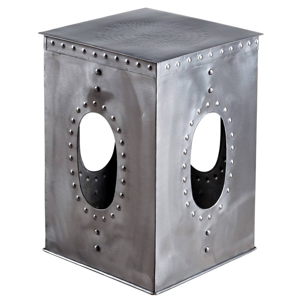 Steel Square Rivet Natural-colored Stool (India)