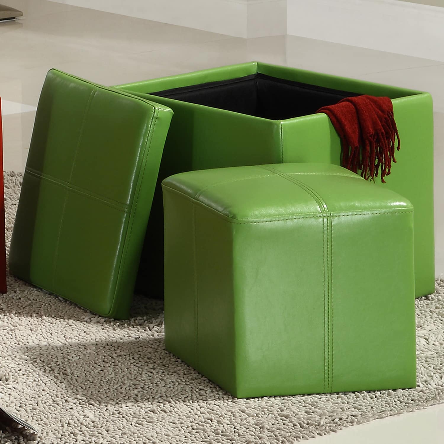 Tribecca Home Swayne Green Storage Ottoman With Mini