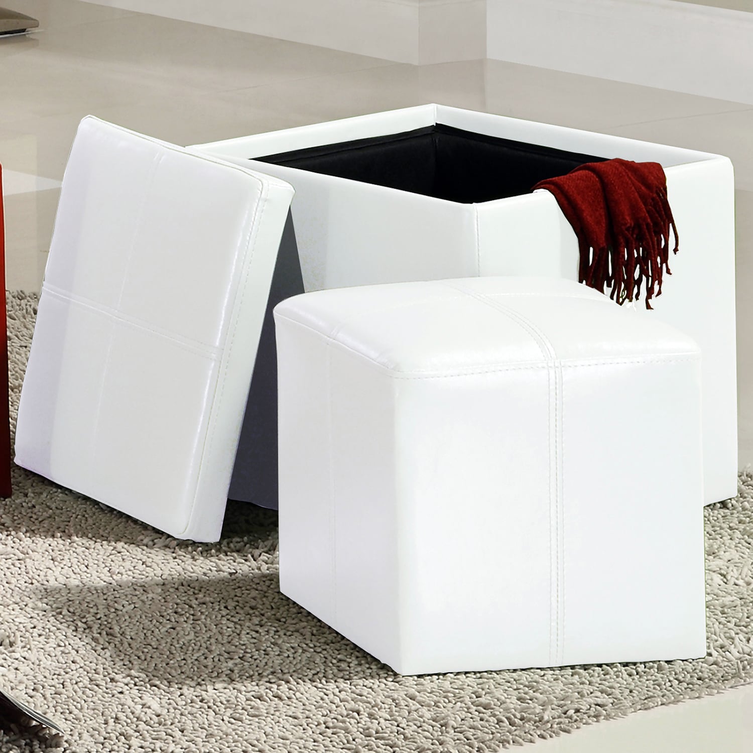 Tribecca Home Swayne White Storage Ottoman With Mini