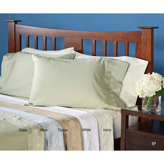 Grand Luxe Egyptian Cotton Sateen 300 Thread Count Swirl Queen-size Deep Pocket Sheet Set