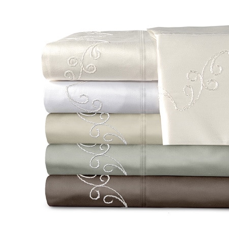 Veratex Grand Luxe Egyptian Cotton Sateen 800 Thread Count Scroll Solid Deep Pocket Sheet Set And Pillowcase Separates Brown Size Queen