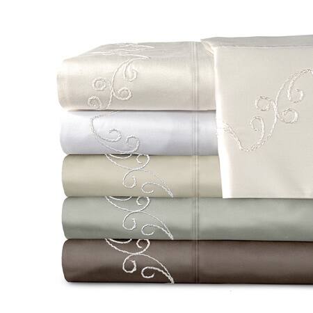 Grand Luxe Egyptian Cotton Sateen 800 Thread Count Scroll Solid Deep Pocket Sheet Set and Pillowcase Separates