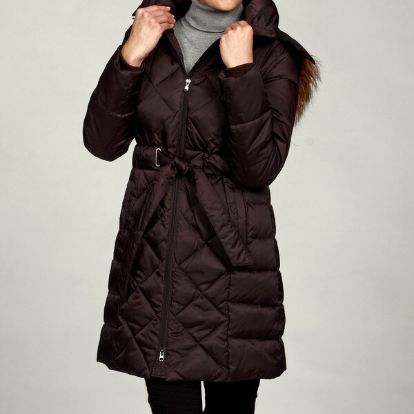 kenneth cole quilted hooded coat