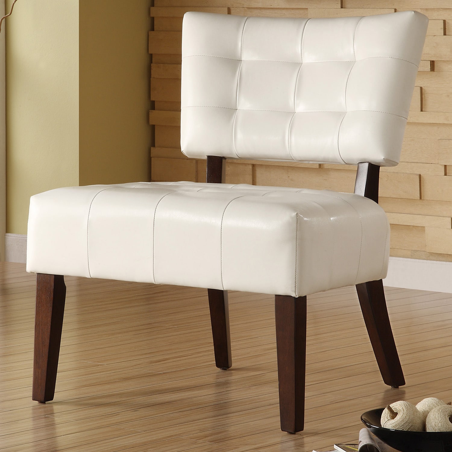 Shop TRIBECCA HOME Smith White Faux Leather Tufted Accent Chair - Free
