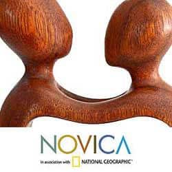 NOVICA Handmade Wood 'True Love' Sculpture (Indonesia) - 8.25" H x 6" W x 1.2" D