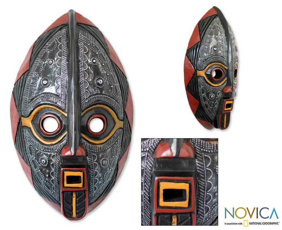Handcrafted Wood 'Spirit Talk' African Mask (Ghana)