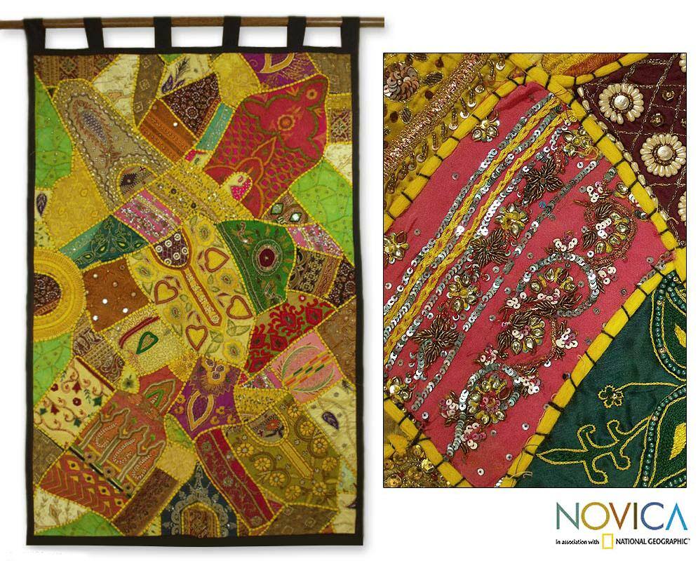 Cotton 'Golden Daffodils' Wall Hanging (India)