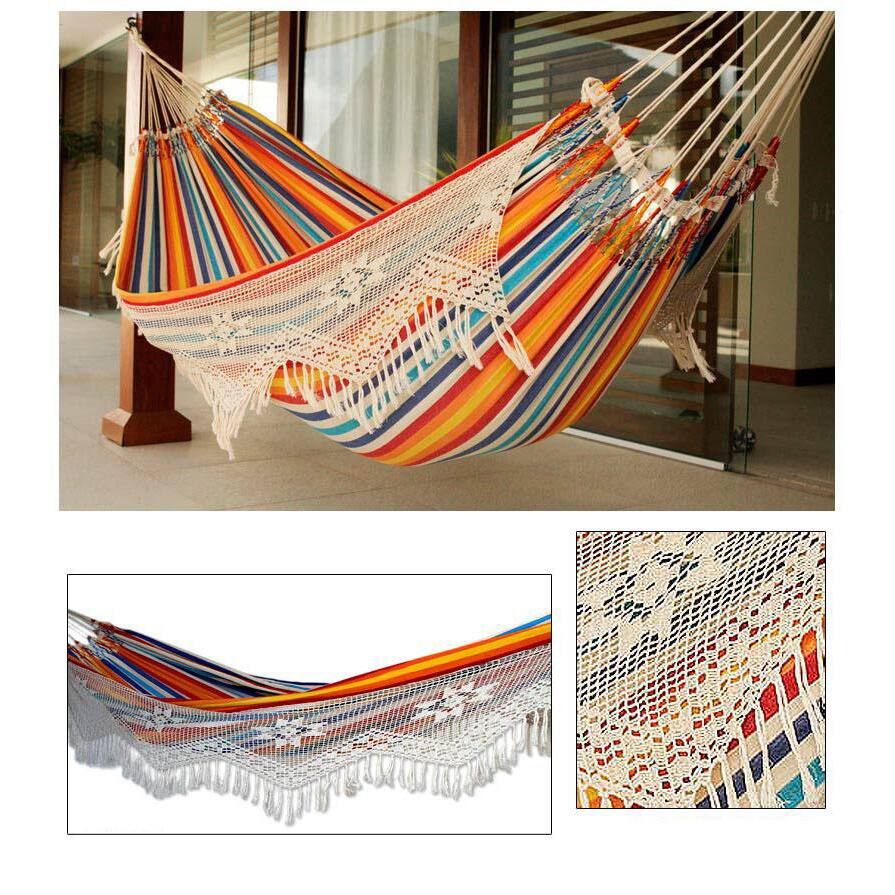 Handmade Cotton 'Festive Brazil' Hammock (Brazil)